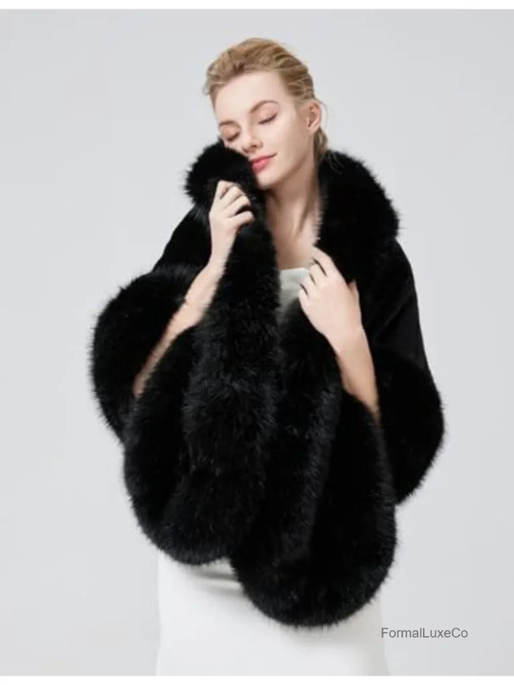 Faux Fur Shawl Wrap Stole for Bridal Wedding Bridesmaid Cape Bridal Shower
